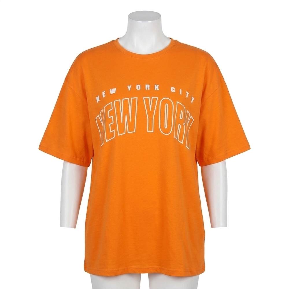 NEW AMBAR new york city logo relaxed fit t-shirt in orange